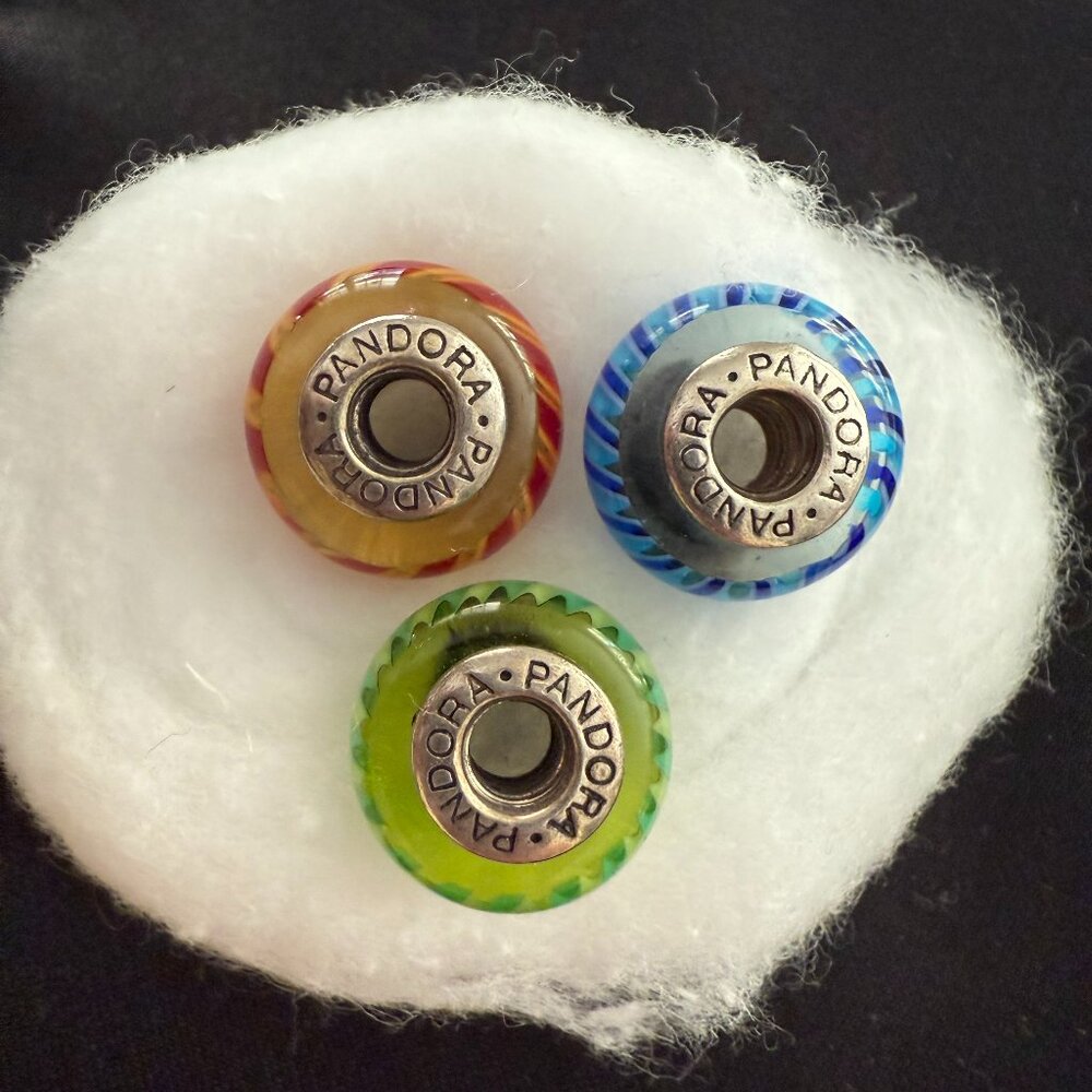 Three Pandora Glass Beads